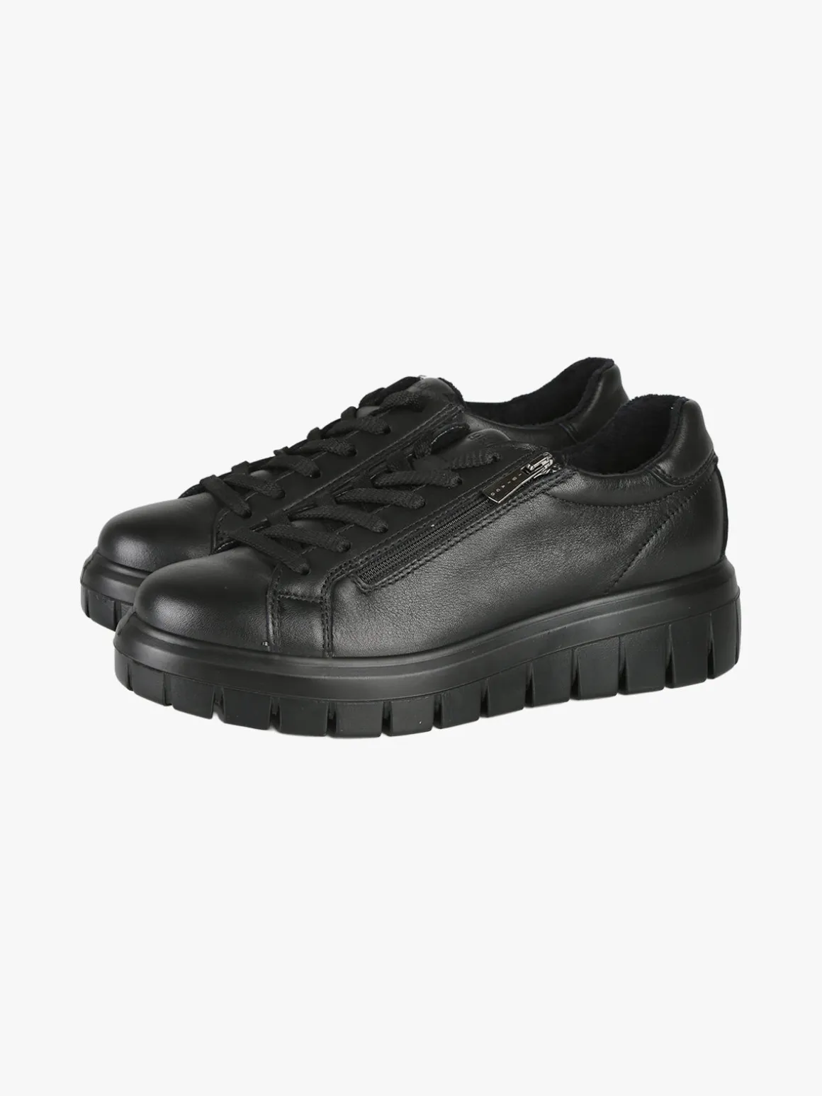 Igi&Co Sneakers donna in pelle con lacci e zip - nero