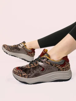 Igi&Co Sneakers donna in pelle animalier con zeppa platform - multicolore