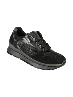 Igi&Co Sneakers donna in pelle con zip e lacci - nero