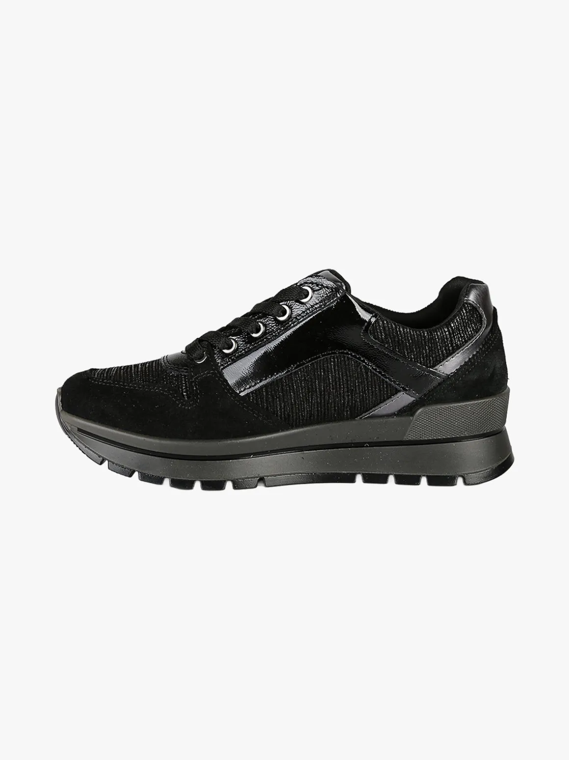 Igi&Co Sneakers donna in pelle con zip e lacci - nero