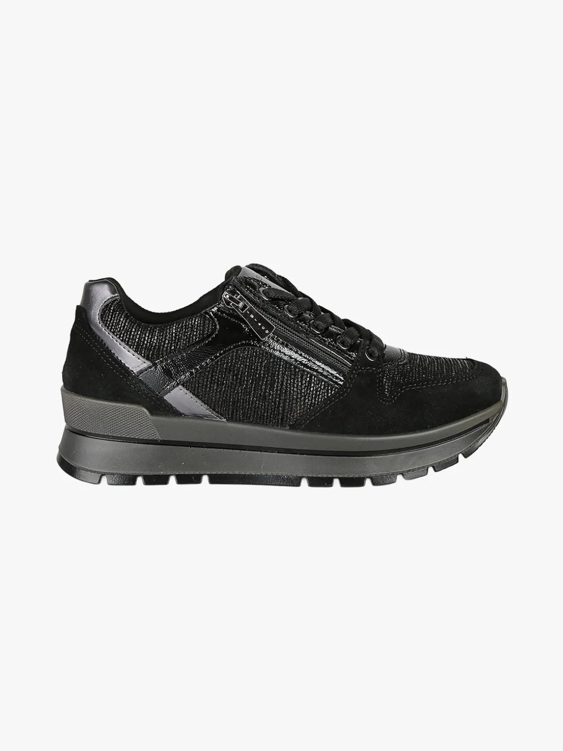 Igi&Co Sneakers donna in pelle con zip e lacci - nero