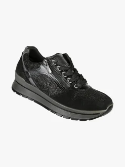 Igi&Co Sneakers donna in pelle con zip e lacci - nero