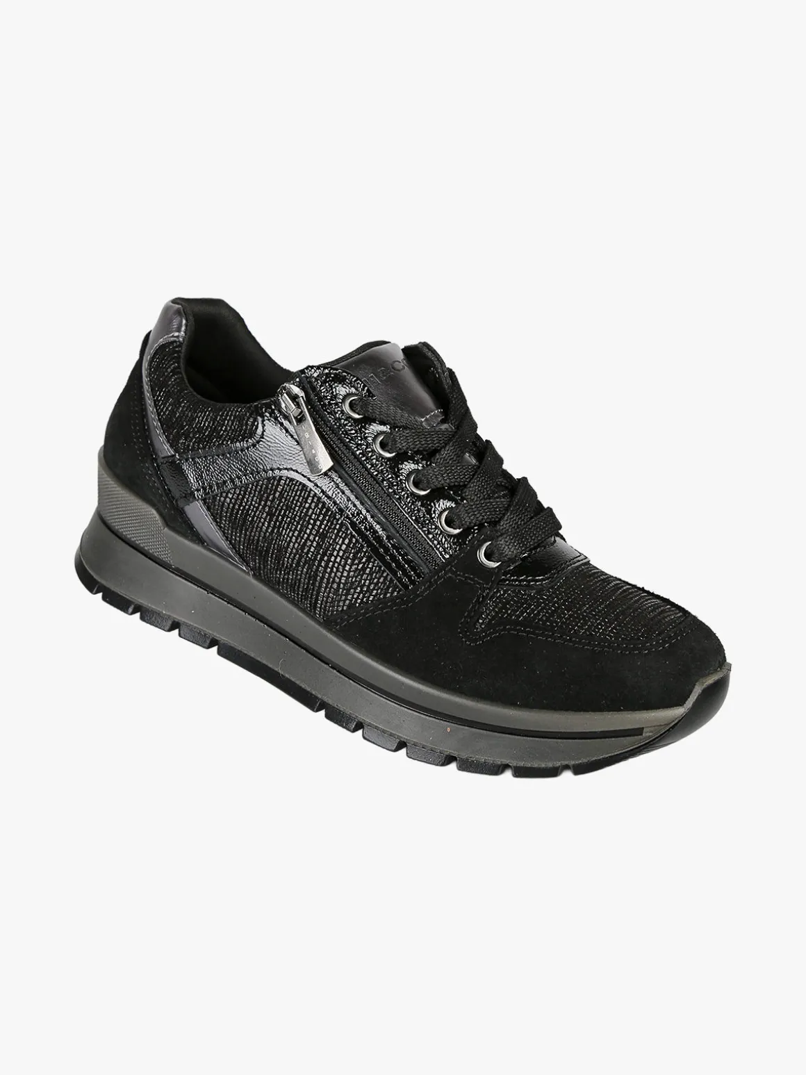 Igi&Co Sneakers donna in pelle con zip e lacci - nero