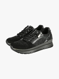 Igi&Co Sneakers donna in pelle con zip e lacci - nero