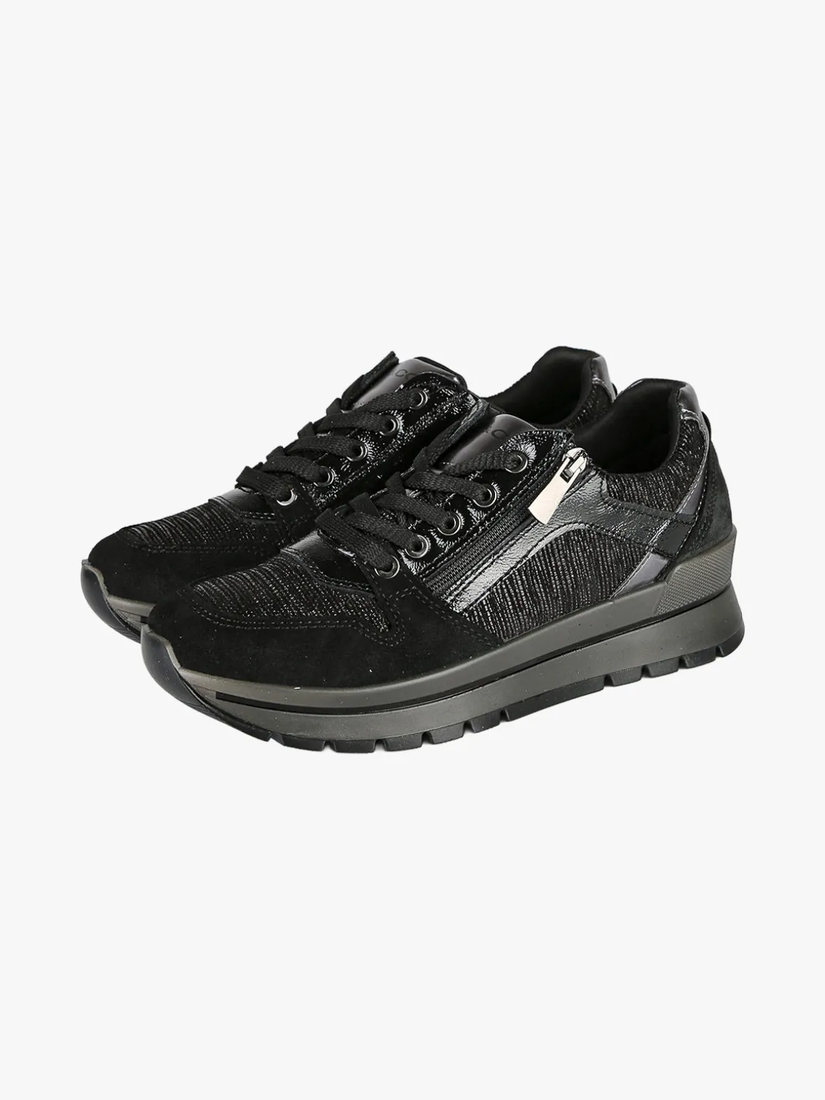 Igi&Co Sneakers donna in pelle con zip e lacci - nero