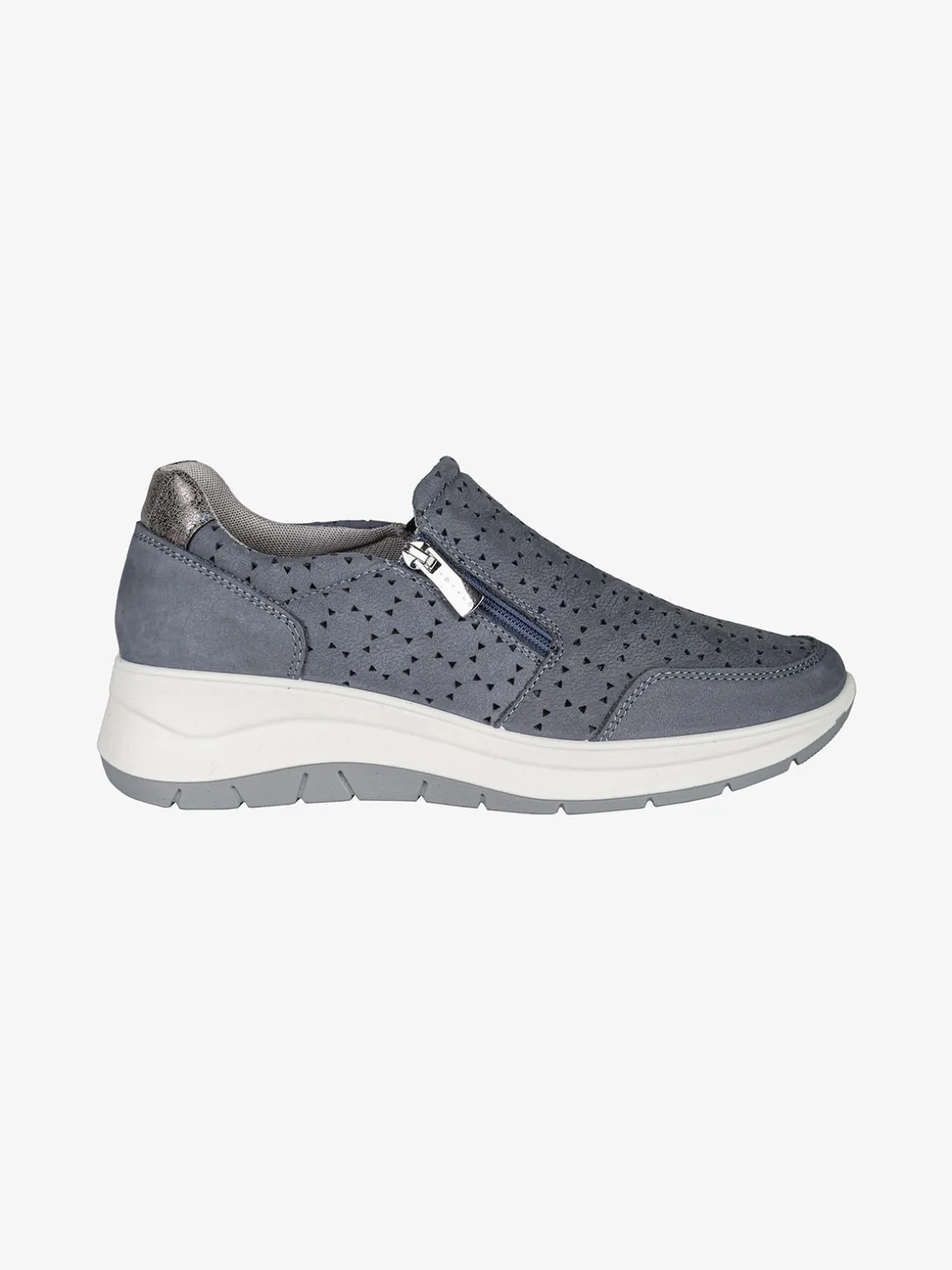 Igi&Co Sneakers donna in pelle nubuck con zeppa e zip laterale