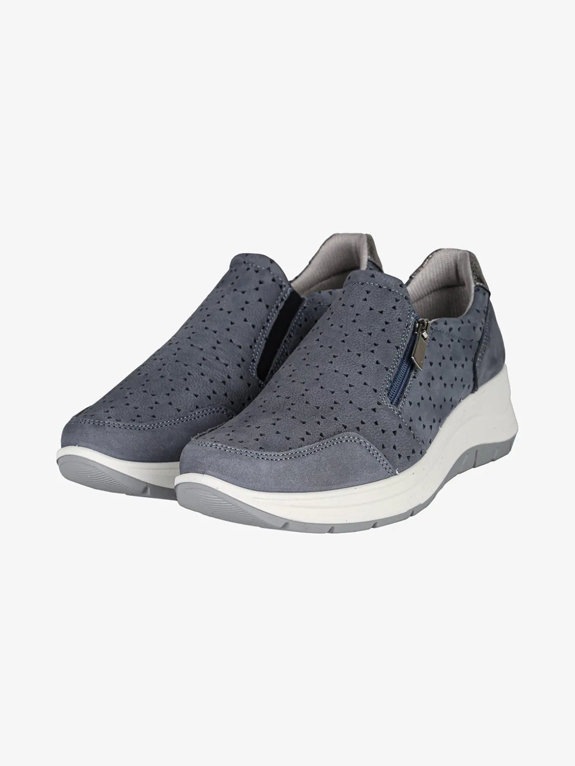 Igi&Co Sneakers donna in pelle nubuck con zeppa e zip laterale
