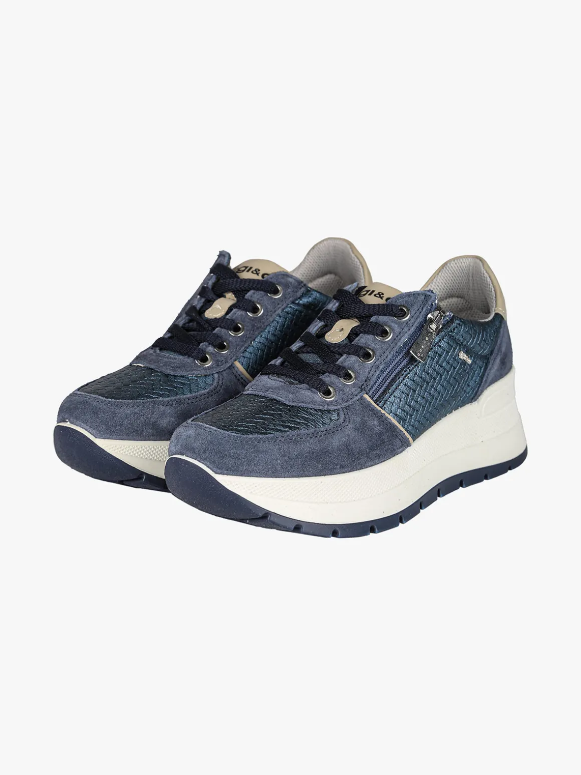 Igi&Co Sneakers donna in pelle con zeppa platform