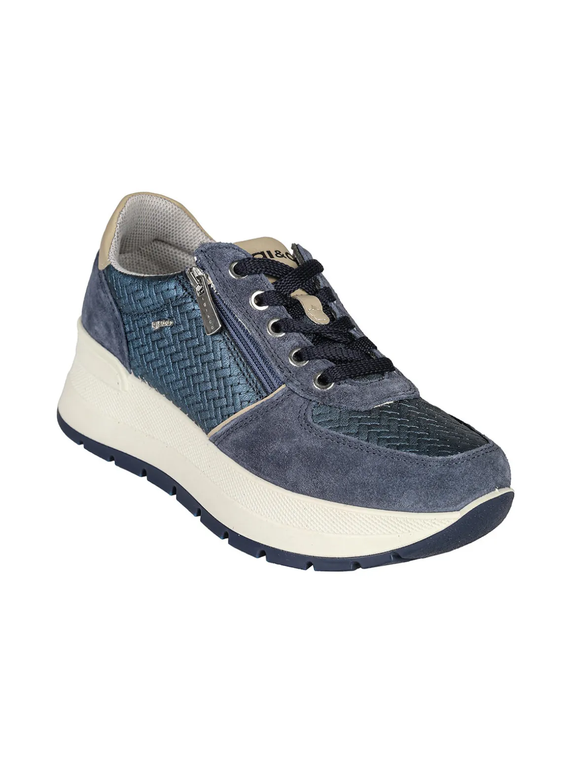 Igi&Co Sneakers donna in pelle con zeppa platform