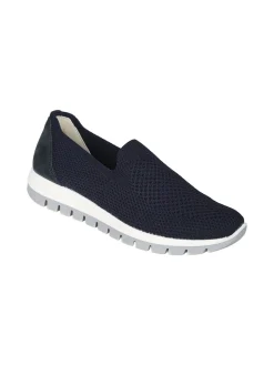 Igi&Co Sneakers donna slip on in maglia con plantare in pelle e zeppa - blu scuro