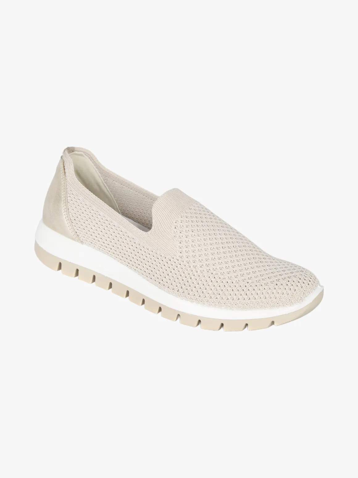 Igi&Co Sneakers donna slip on in maglia con plantare in pelle e zeppa - beige