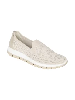 Igi&Co Sneakers donna slip on in maglia con plantare in pelle e zeppa - beige