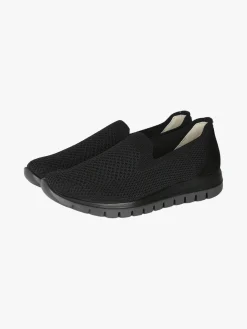 Igi&Co Sneakers donna slip on in maglia con plantare in pelle e zeppa - nero