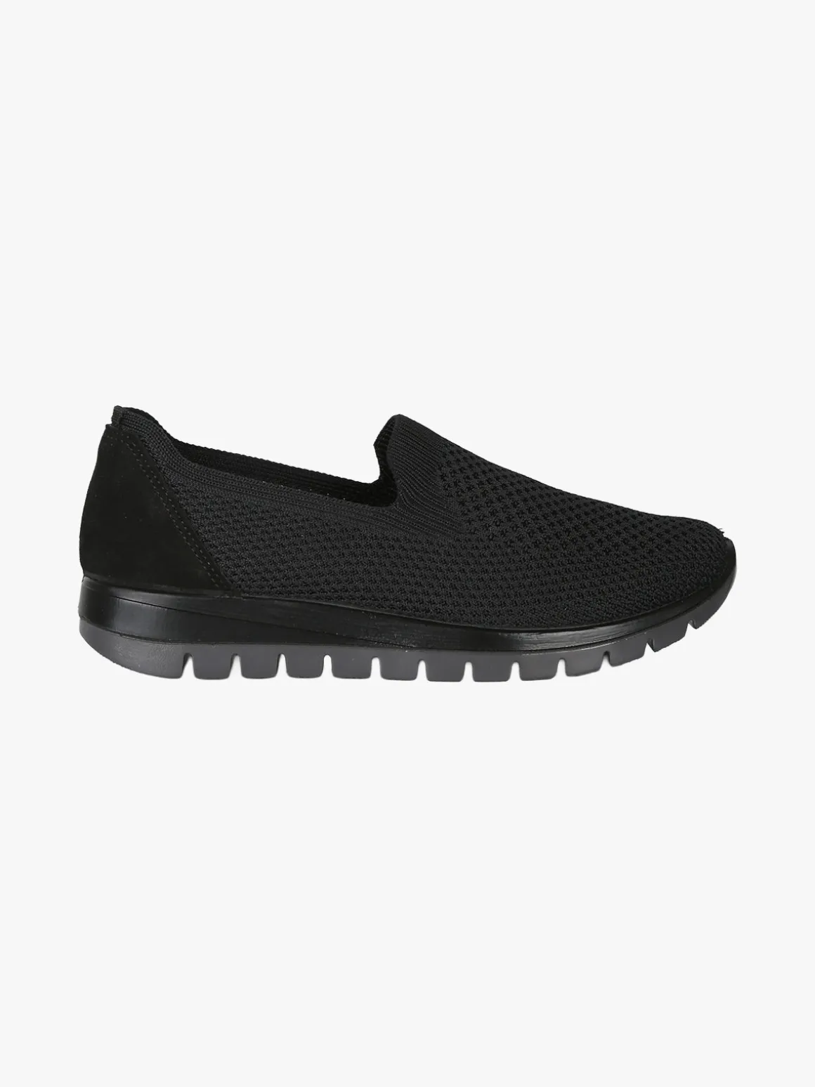 Igi&Co Sneakers donna slip on in maglia con plantare in pelle e zeppa - nero