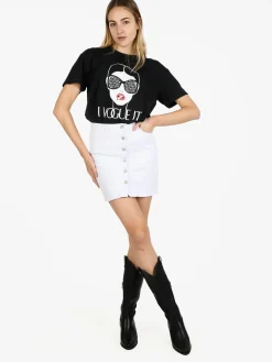 I Jeans Gonna in jeans da donna con bottoni decorati