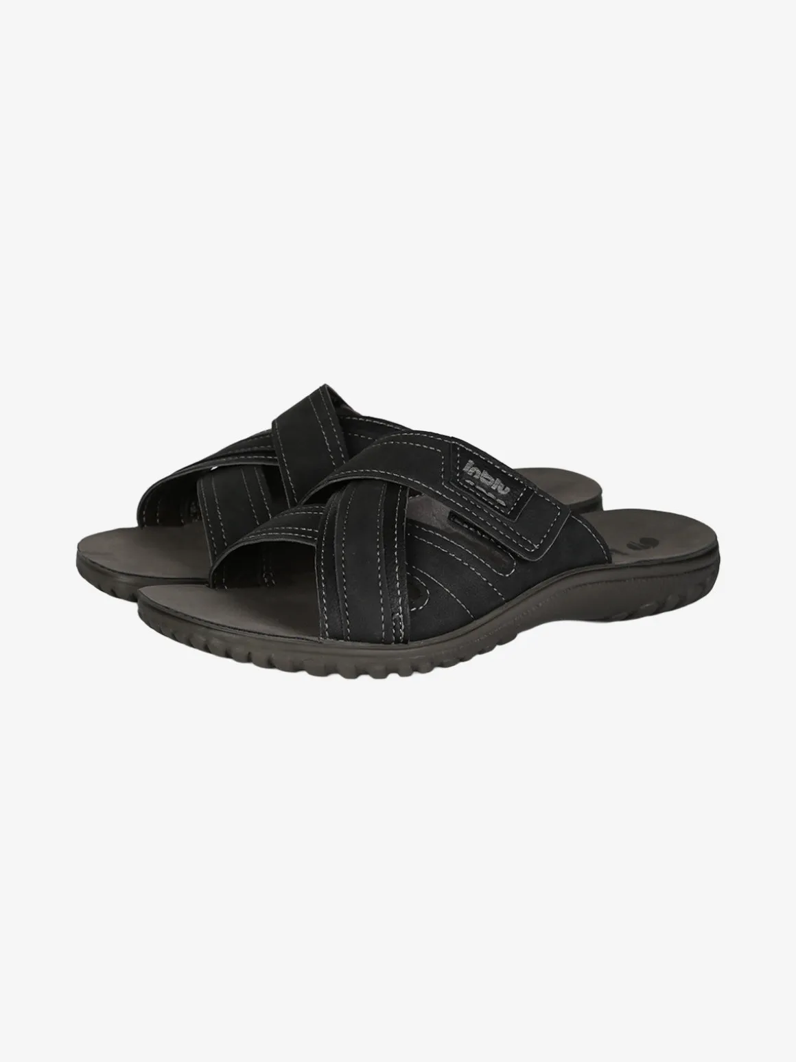 Inblu Ciabatte da uomo con fasce a strappo incrociate - nero