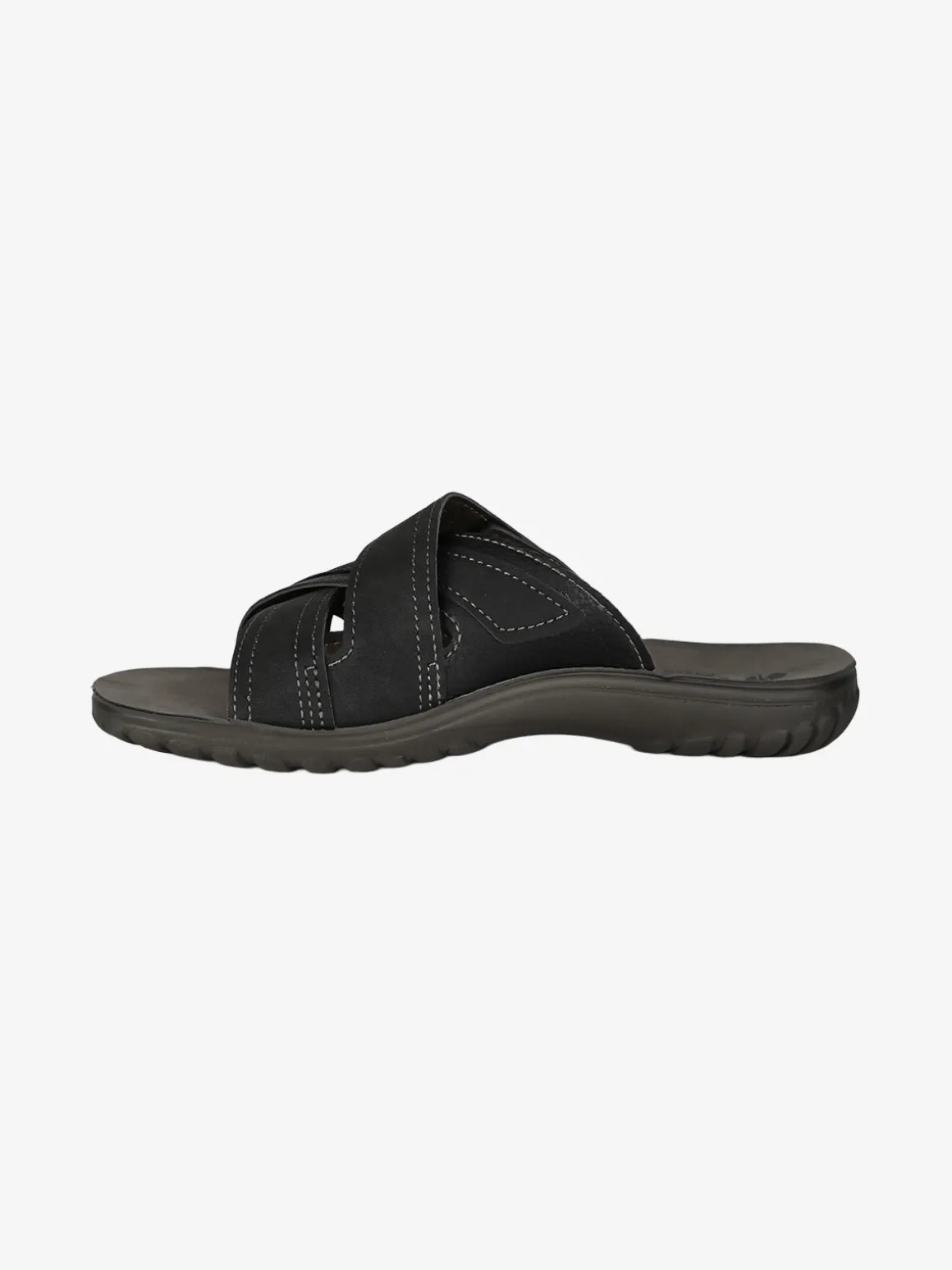 Inblu Ciabatte da uomo con fasce a strappo incrociate - nero