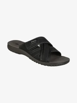 Inblu Ciabatte da uomo con fasce a strappo incrociate - nero