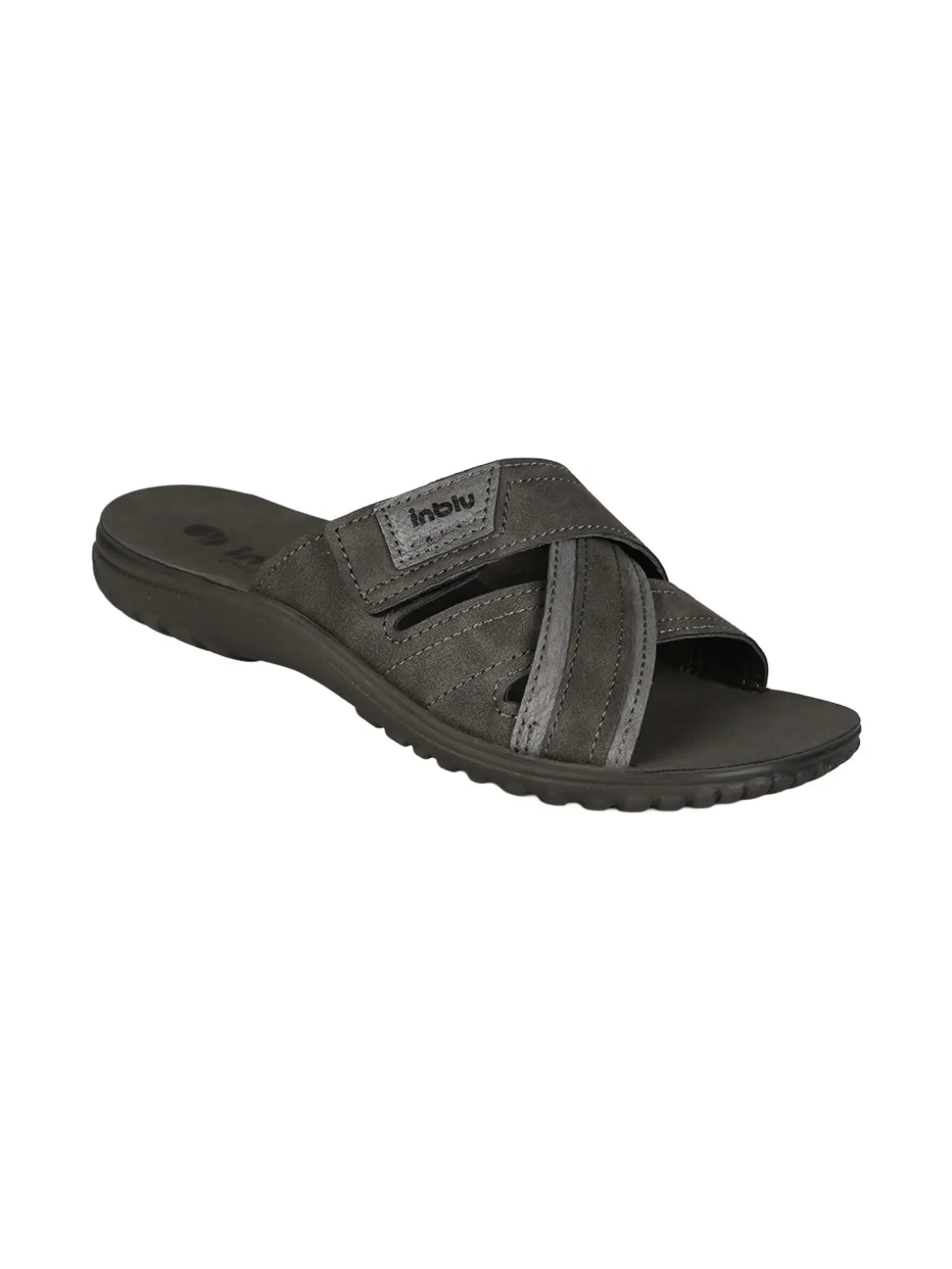 Inblu Ciabatte da uomo con fasce a strappo incrociate - grigio scuro