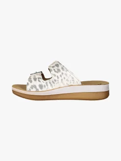 Inblu Ciabatte donna con doppia fascia animalier e fibbie - bianco