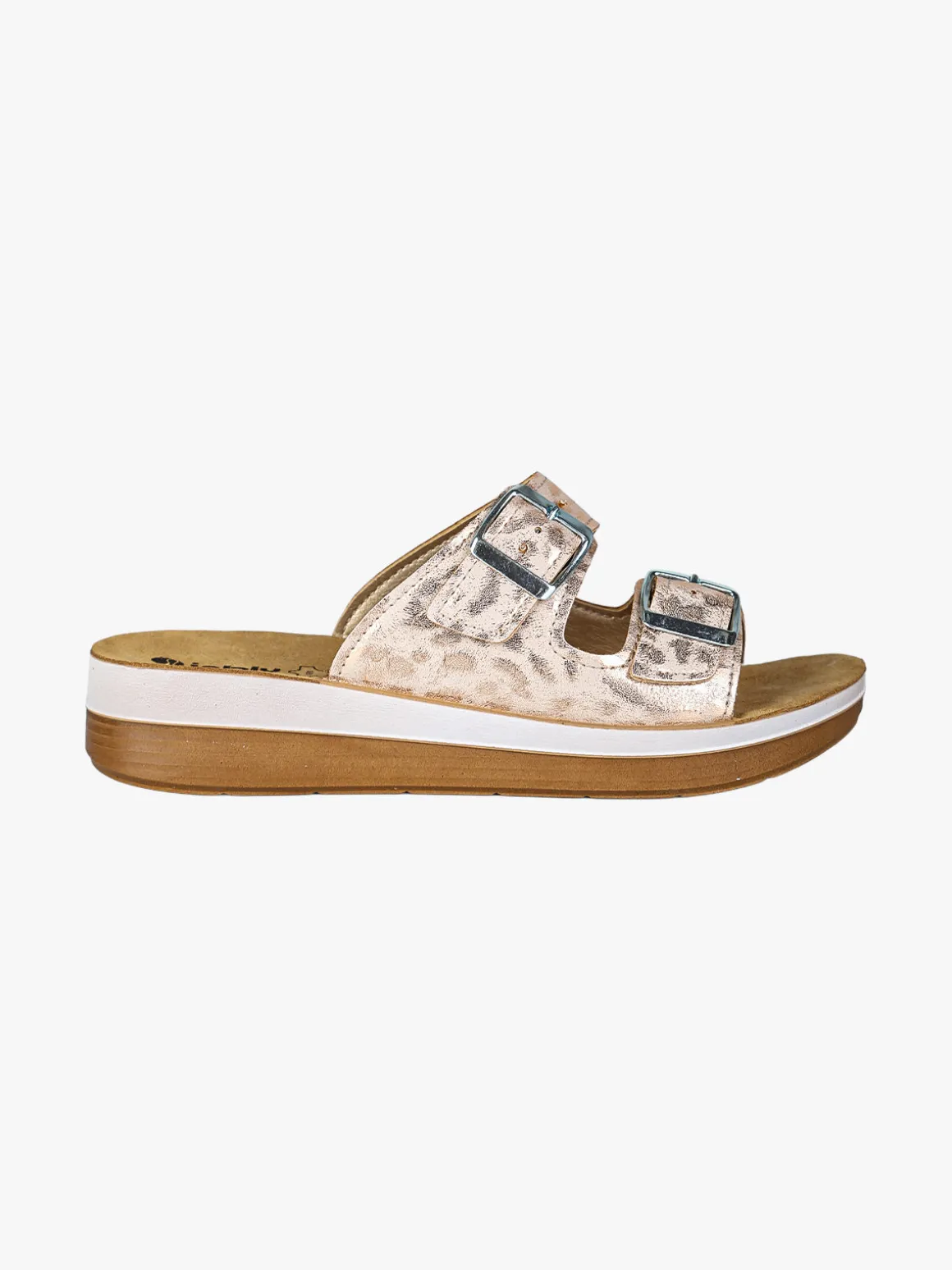 Inblu Ciabatte donna con doppia fascia animalier e fibbie - rosa