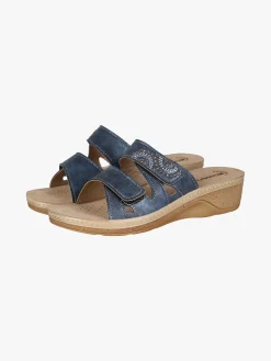 Inblu Ciabatte donna con doppia fascia a strappo e zeppa - blu