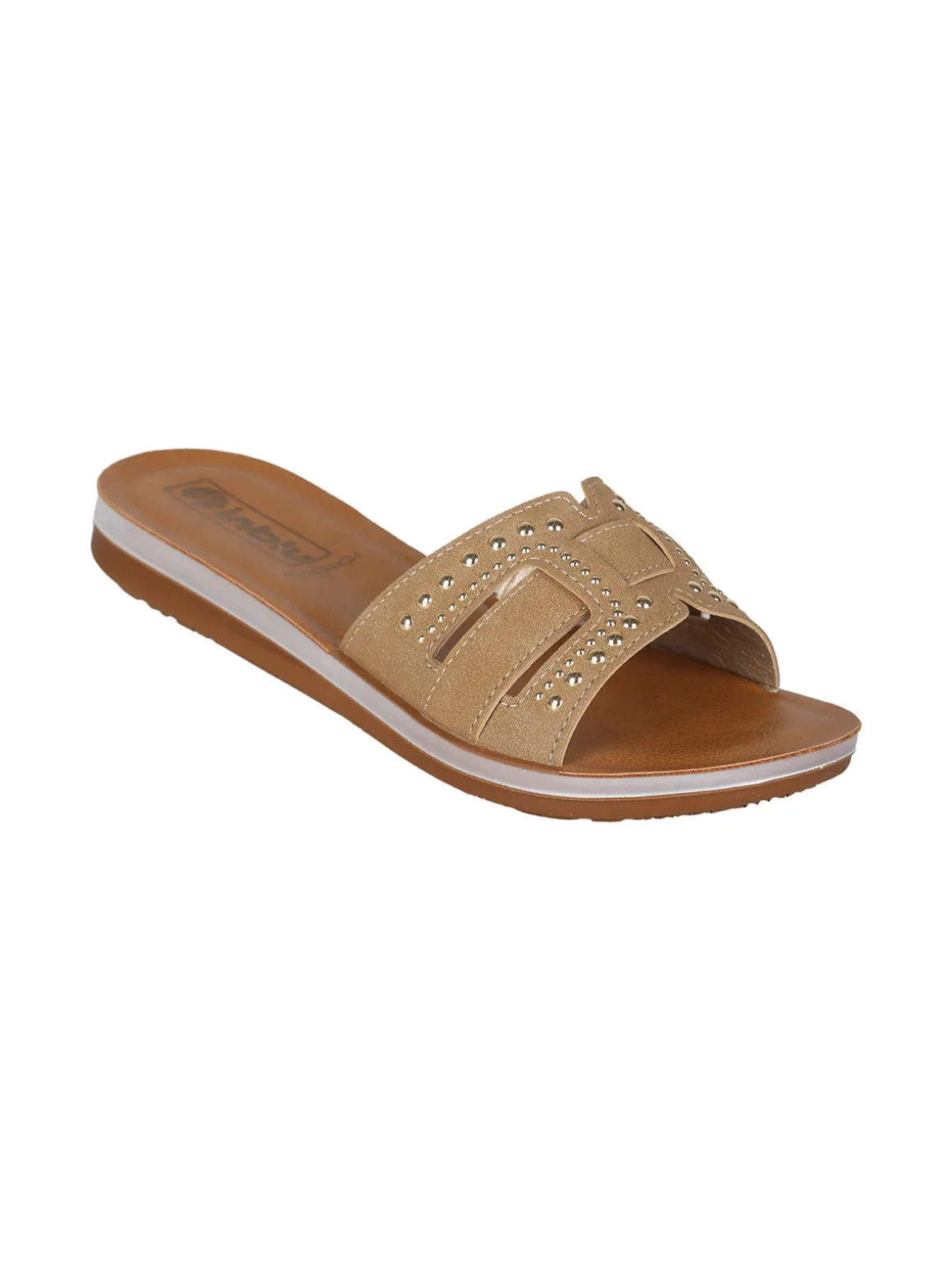 Inblu Ciabatte donna con piccole borchie - marrone