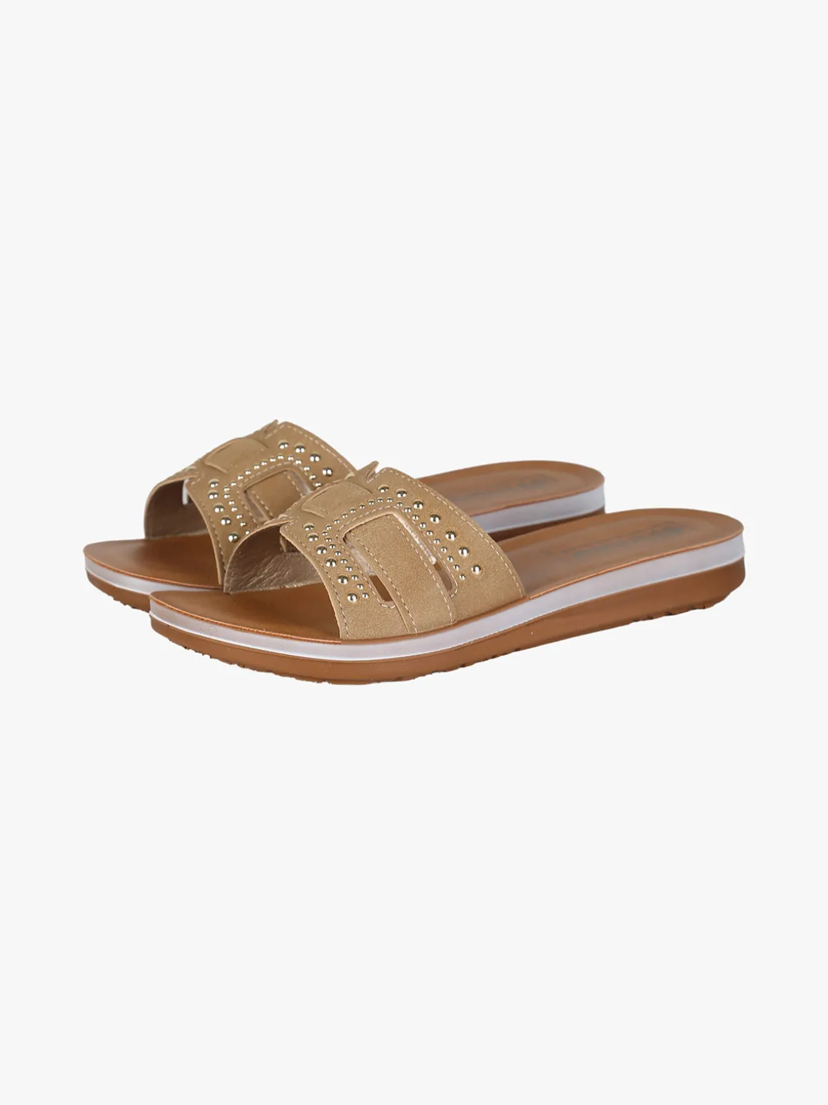 Inblu Ciabatte donna con piccole borchie - marrone