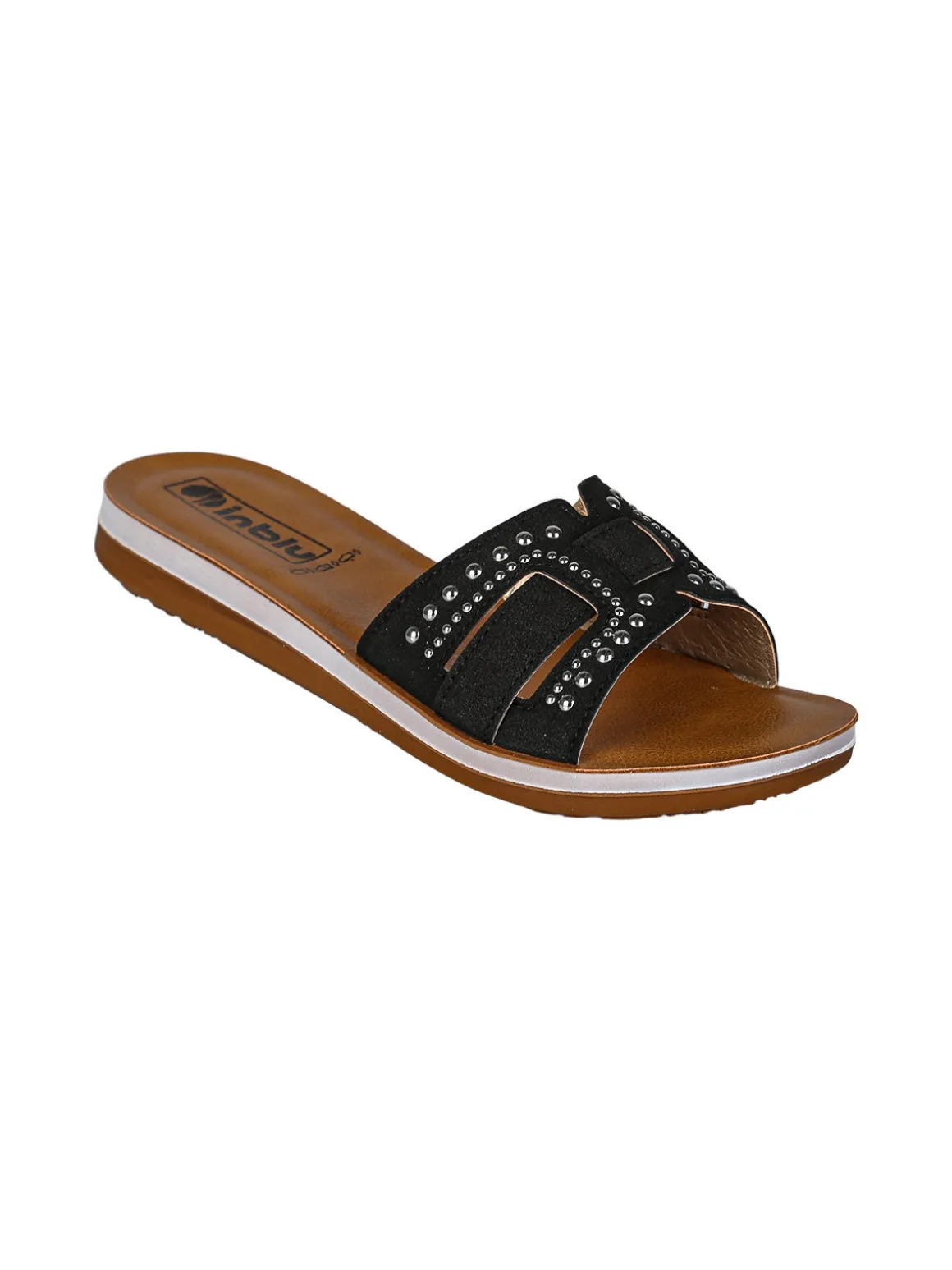 Inblu Ciabatte donna con piccole borchie - nero