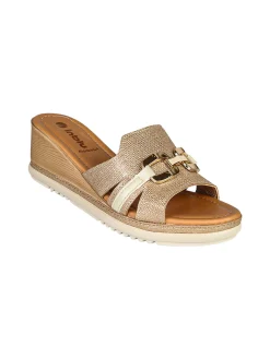 Inblu Ciabatte donna con zeppa e accessorio - platino