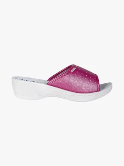 Inblu Ciabatte sanitarie da donna aperte con plantare in pelle - fucsia