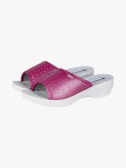 Inblu Ciabatte sanitarie da donna aperte con plantare in pelle - fucsia
