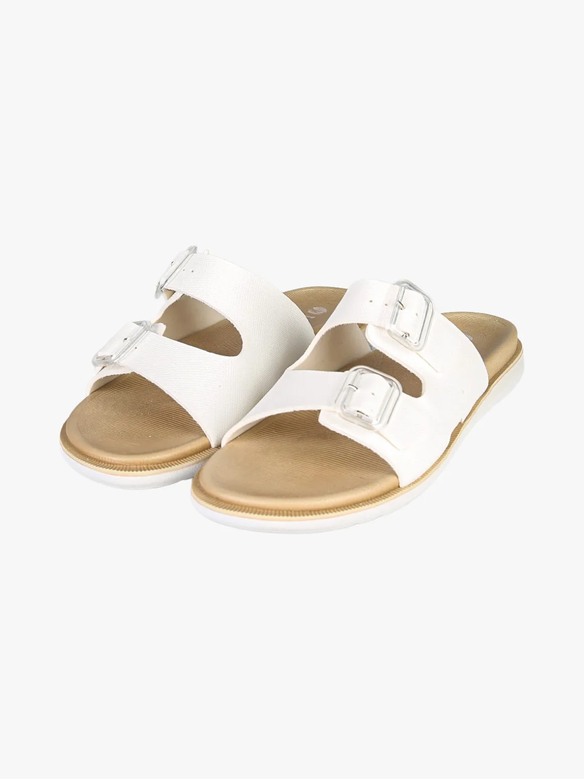 Inblu DUAL DENSITY Ciabatte donna con doppia fibbia - bianco