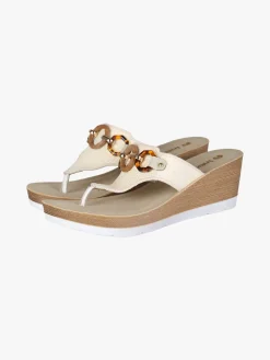 Inblu Infradito donna con zeppa e catena - beige