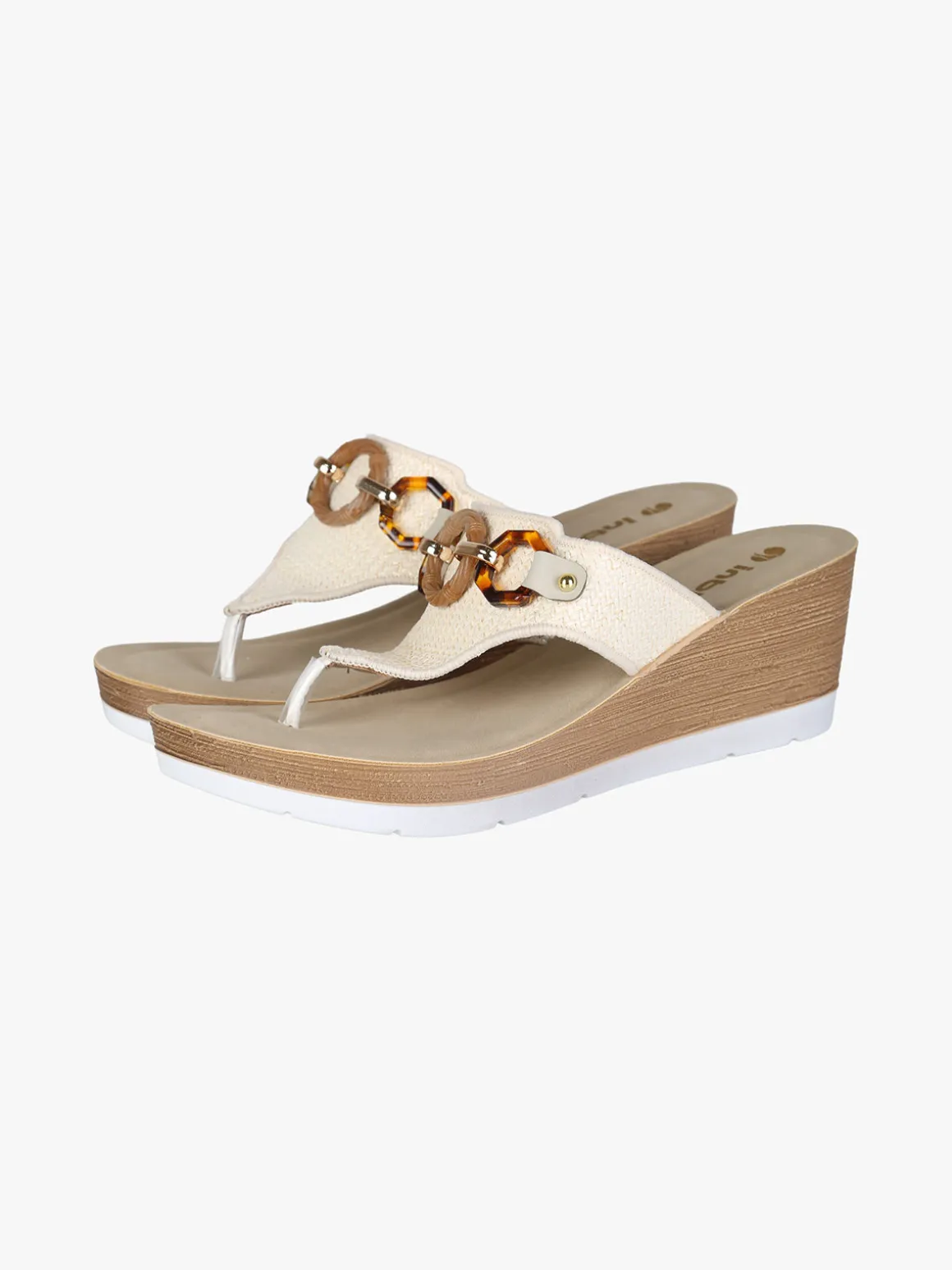 Inblu Infradito donna con zeppa e catena - beige