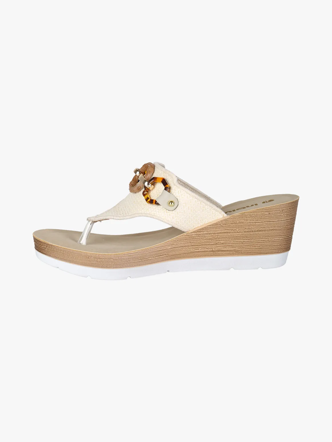 Inblu Infradito donna con zeppa e catena - beige
