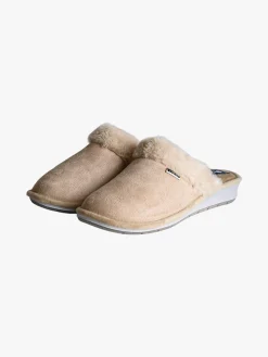 Inblu Pantofole donna con bordo in ecopelliccia e zeppa - beige