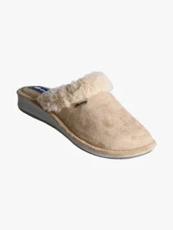 Inblu Pantofole donna con bordo in ecopelliccia e zeppa - beige