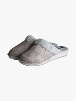 Inblu Pantofole donna con bordo in ecopelliccia e zeppa - grigio