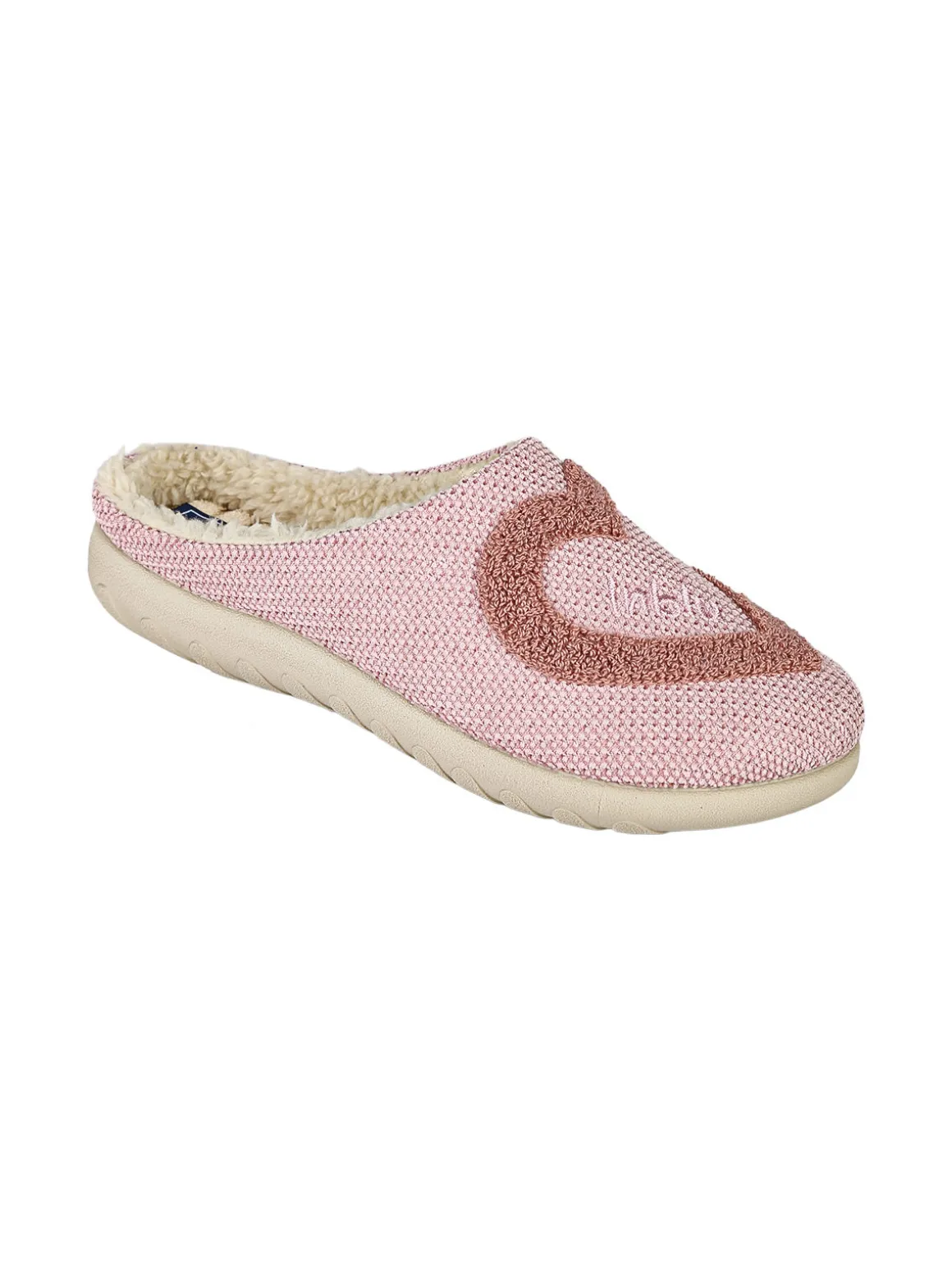 Inblu Pantofole donna con ecopelliccia e cuore - rosa
