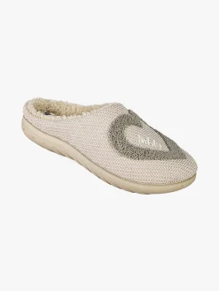 Inblu Pantofole donna con ecopelliccia e cuore - beige
