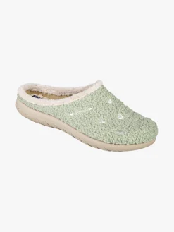 Inblu Pantofole donna invernali con ricami - verde chiaro