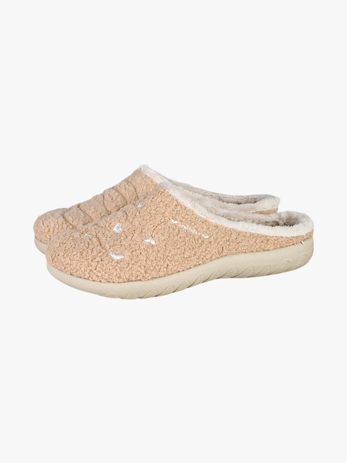 Inblu Pantofole donna invernali con ricami - sabbia