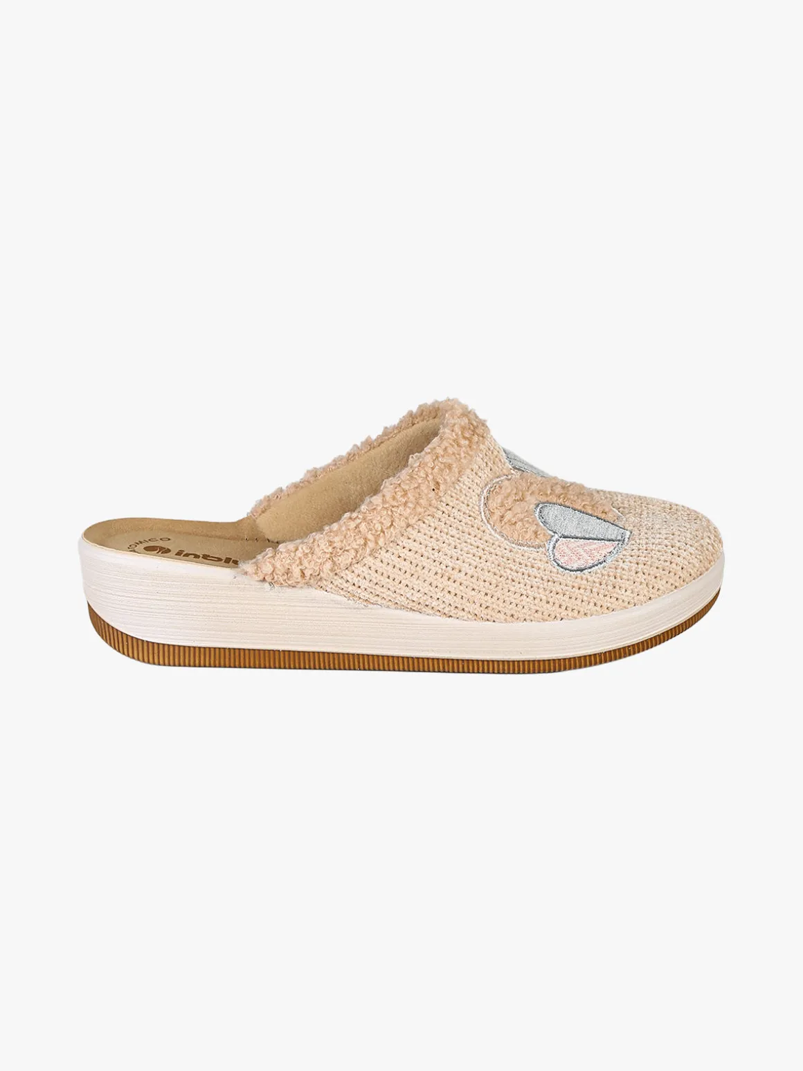 Inblu Pantofole donna invernali con zeppa - naturale