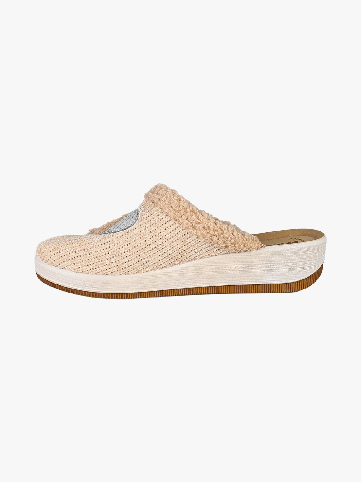 Inblu Pantofole donna invernali con zeppa - naturale
