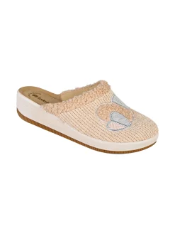 Inblu Pantofole donna invernali con zeppa - naturale