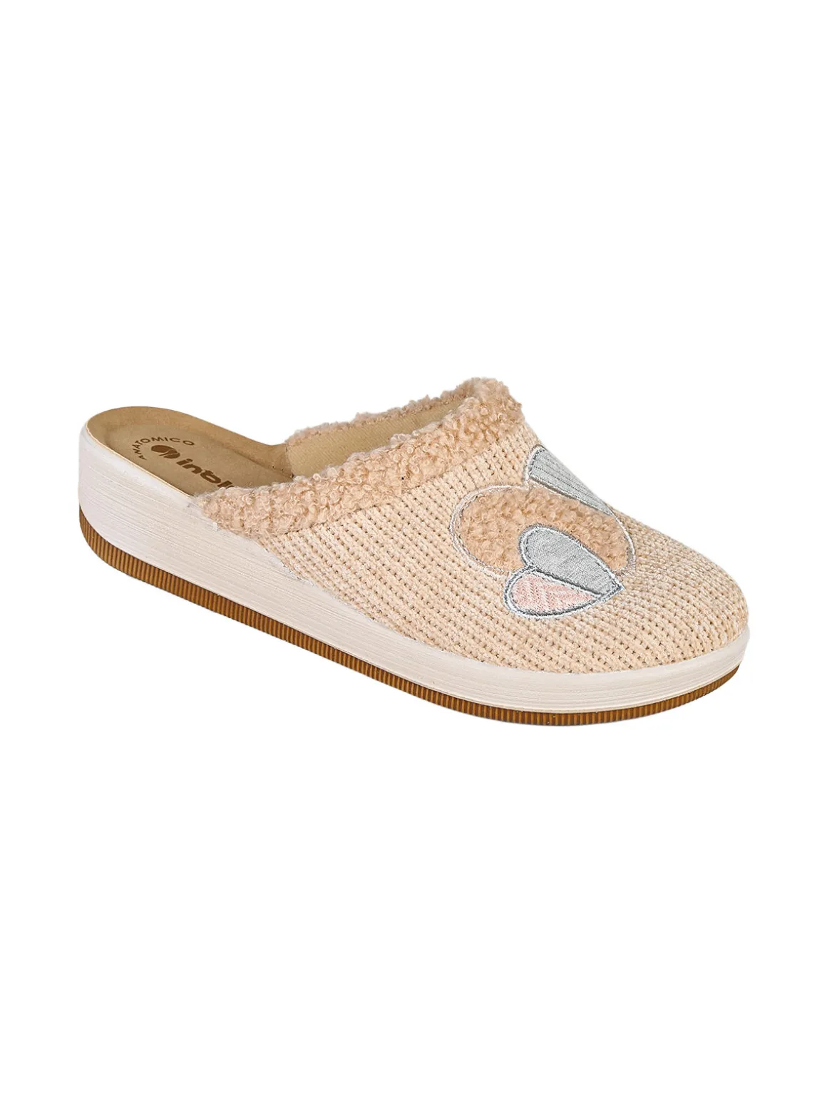 Inblu Pantofole donna invernali con zeppa - naturale