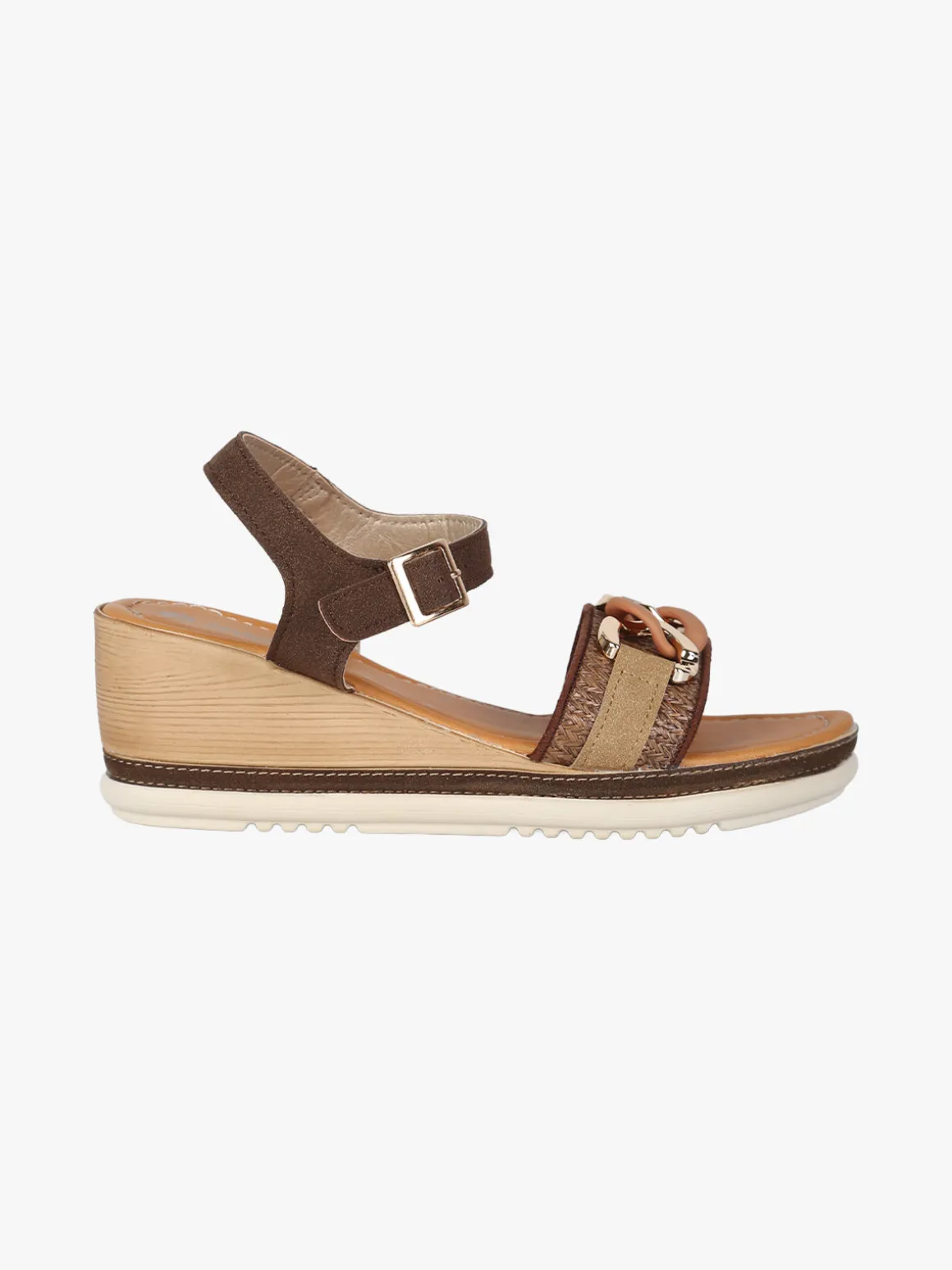 Inblu Sandali da donna con zeppa e catena decorativa