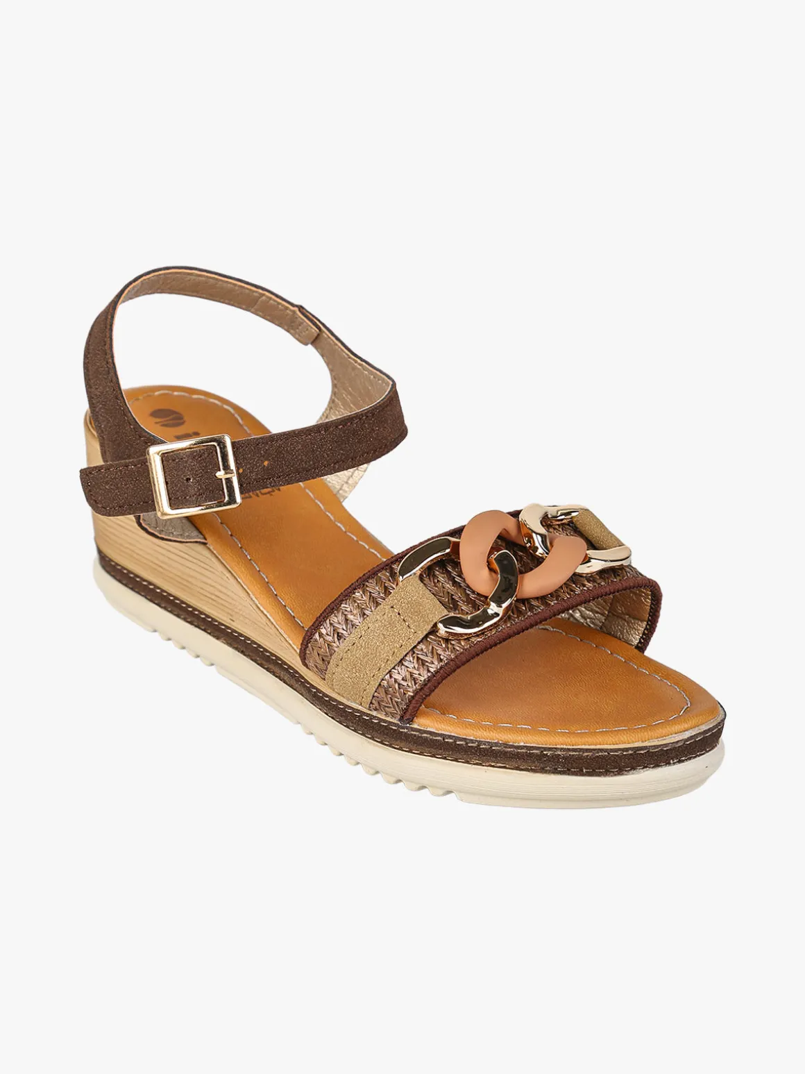 Inblu Sandali da donna con zeppa e catena decorativa