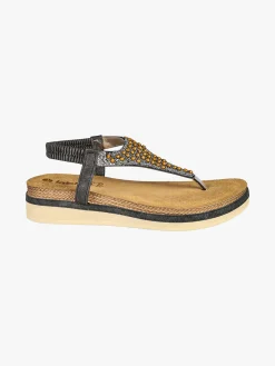 Inblu Sandali donna a infradito con perline e cinturino elastico - nero